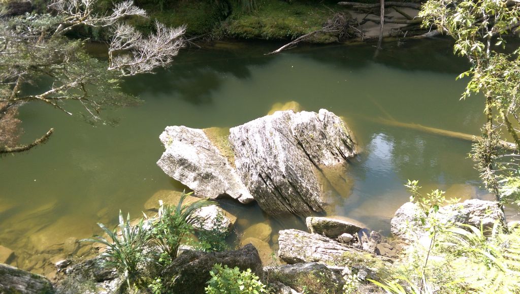 Limestone pancake structure in the river