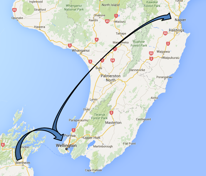 Blenheim to Wellington to Napier