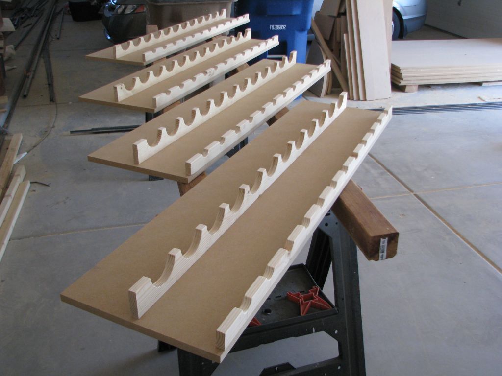 straight
shelves